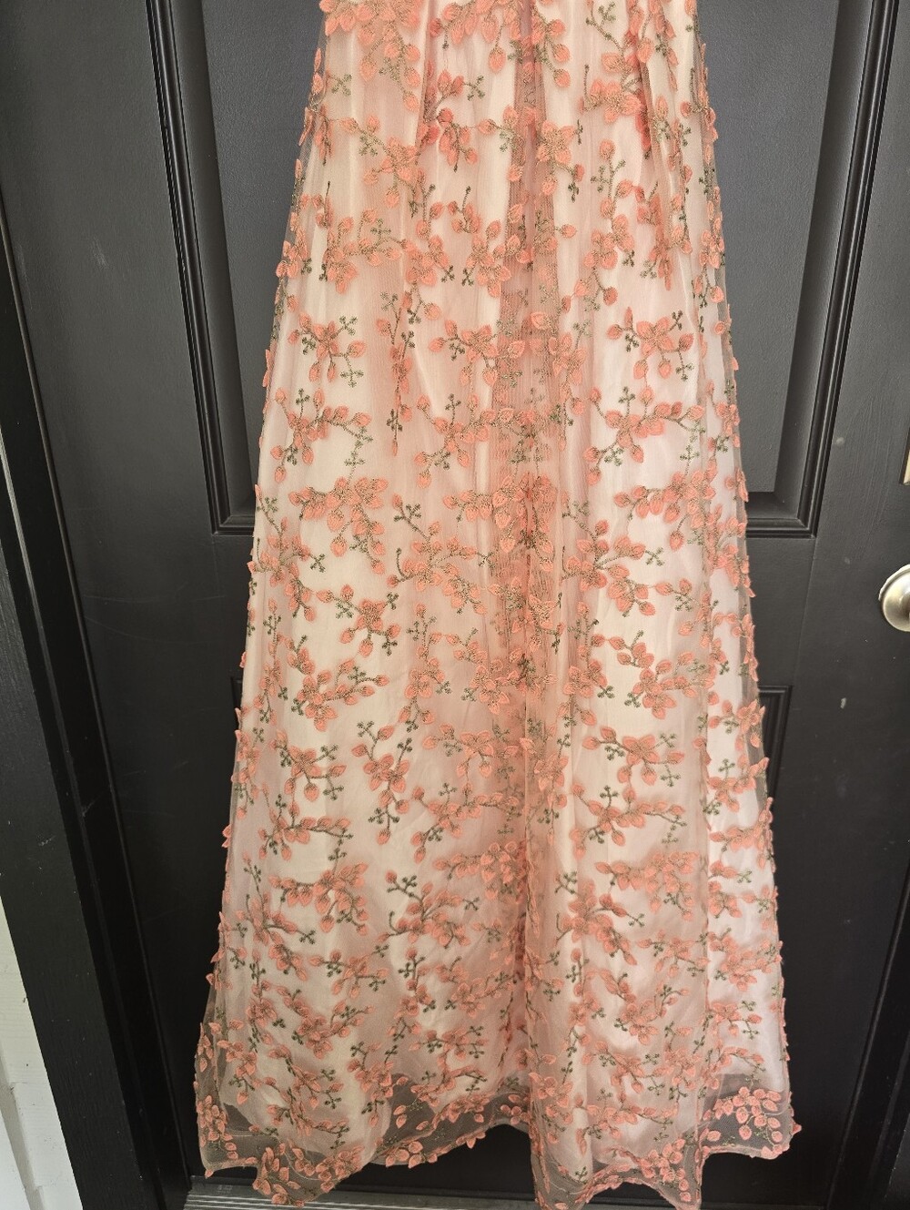BCX Embroidered Floral Tulle Maxi Dress Pink Prom Formal Gown Size 1 $199 - Picture 6 of 13